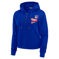 New York Rangers WEAR by Erin Andrews Women's Waffle-Knit Pullover Hoodie - Blue Hoodies