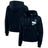 Seattle Kraken WEAR by Erin Andrews Women's Waffle-Knit Pullover Hoodie - Deep Sea Blue Hoodies