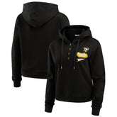 Pittsburgh Penguins WEAR by Erin Andrews Women's Waffle-Knit Pullover Hoodie - Black Hoodies