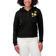 Pittsburgh Penguins WEAR by Erin Andrews Women's Waffle-Knit Pullover Hoodie - Black Hoodies
