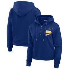 St. Louis Blues WEAR by Erin Andrews Women's Waffle-Knit Pullover Hoodie - Blue Hoodies
