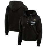 Vegas Golden Knights WEAR by Erin Andrews Women's Waffle-Knit Pullover Hoodie - Black Hoodies