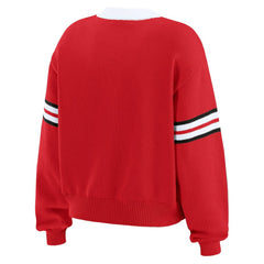Chicago Blackhawks WEAR by Erin Andrews Women's Cropped Lace-Up Sweater - Red
