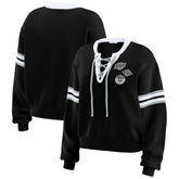 Los Angeles Kings WEAR by Erin Andrews Women's Cropped Lace-Up Sweater - Black
