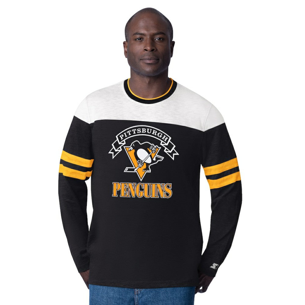 Pittsburgh Penguins Starter Blitz Durene Long Sleeve T-Shirt - Black T-shirts