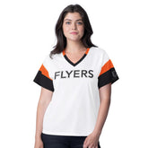 Philadelphia Flyers G-III 4Her by Carl Banks Women's Rink Oversized Rhinestone V-Neck T-Shirt - White T-shirts