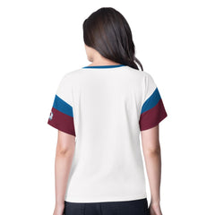 Colorado Avalanche G-III 4Her by Carl Banks Women's Rink Oversized Rhinestone V-Neck T-Shirt - White T-shirts