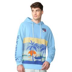 New York Rangers Margaritaville Island Dream Peached Pullover Hoodie - Blue Hoodies