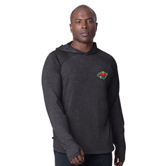 Minnesota Wild MSX by Michael Strahan Fast Track Raglan Long Sleeve Hoodie T-Shirt - Black T-shirts