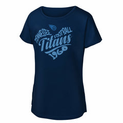 Tennessee Titans Girls Youth Script Heart Dolman T-Shirt - Navy cheap