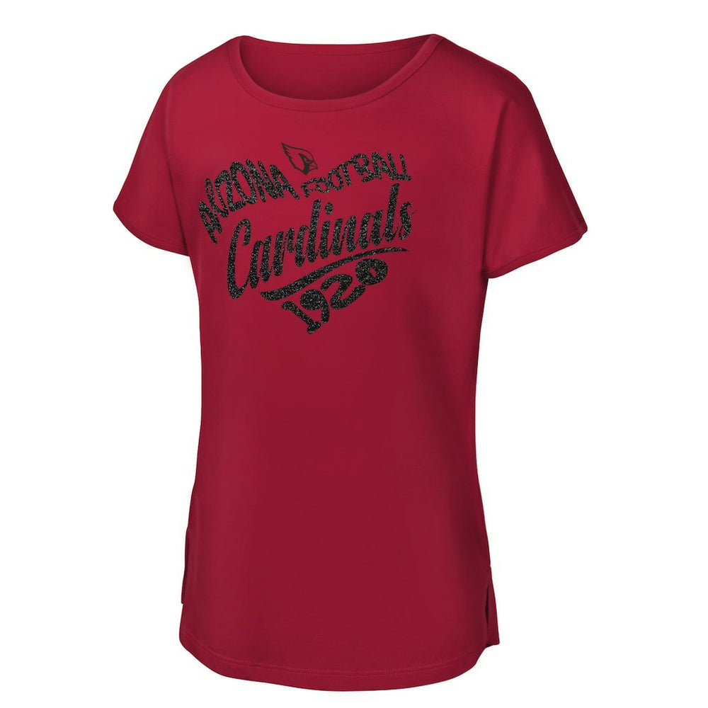 Arizona Cardinals Girls Youth Script Heart Dolman T-Shirt - Cardinal for sale