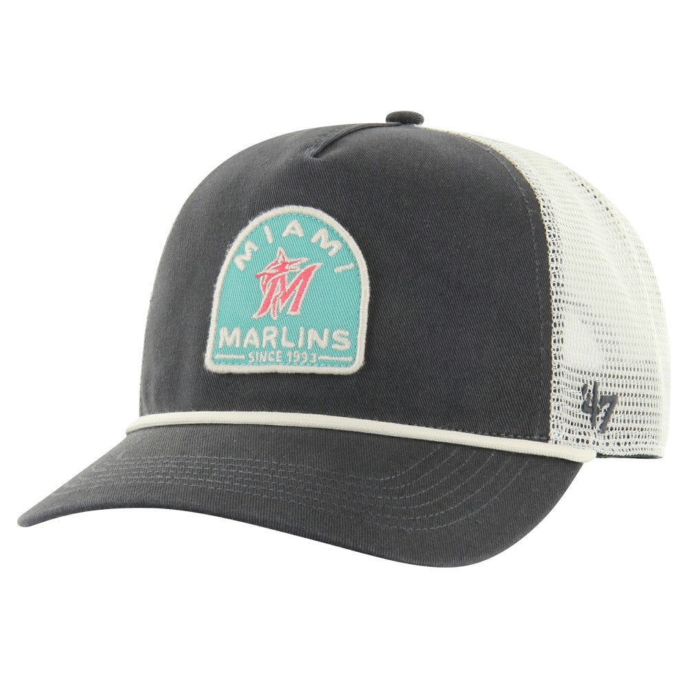 Miami Marlins Cypress Trucker Hitch Adjustable Hat Charcoal