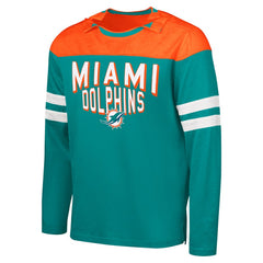 Miami Dolphins G-III Sports by Carl Banks Adaptive Hail Mary Long Sleeve T-Shirt - Aqua/Orange on sale