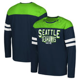 Seattle Seahawks G-III Sports by Carl Banks Adaptive Hail Mary Long Sleeve T-Shirt - College Navy/Neon Green cheap