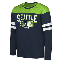 Seattle Seahawks G-III Sports by Carl Banks Adaptive Hail Mary Long Sleeve T-Shirt - College Navy/Neon Green cheap