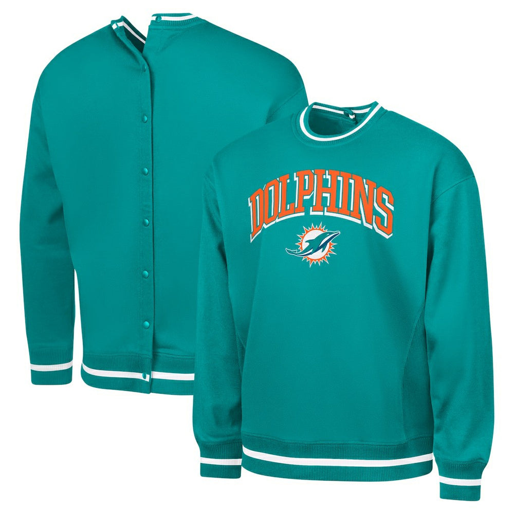 Miami Dolphins G-III Sports by Carl Banks Adaptive Blocker Fleece Pullover Sweatshirt - Aqua for sale