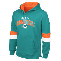 Miami Dolphins G-III Sports by Carl Banks Adaptive Faceoff Pullover Hoodie - Aqua/Orange discount