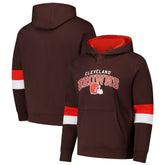 Cleveland Browns G-III Sports by Carl Banks Adaptive Faceoff Pullover Hoodie - Brown/Orange on sale