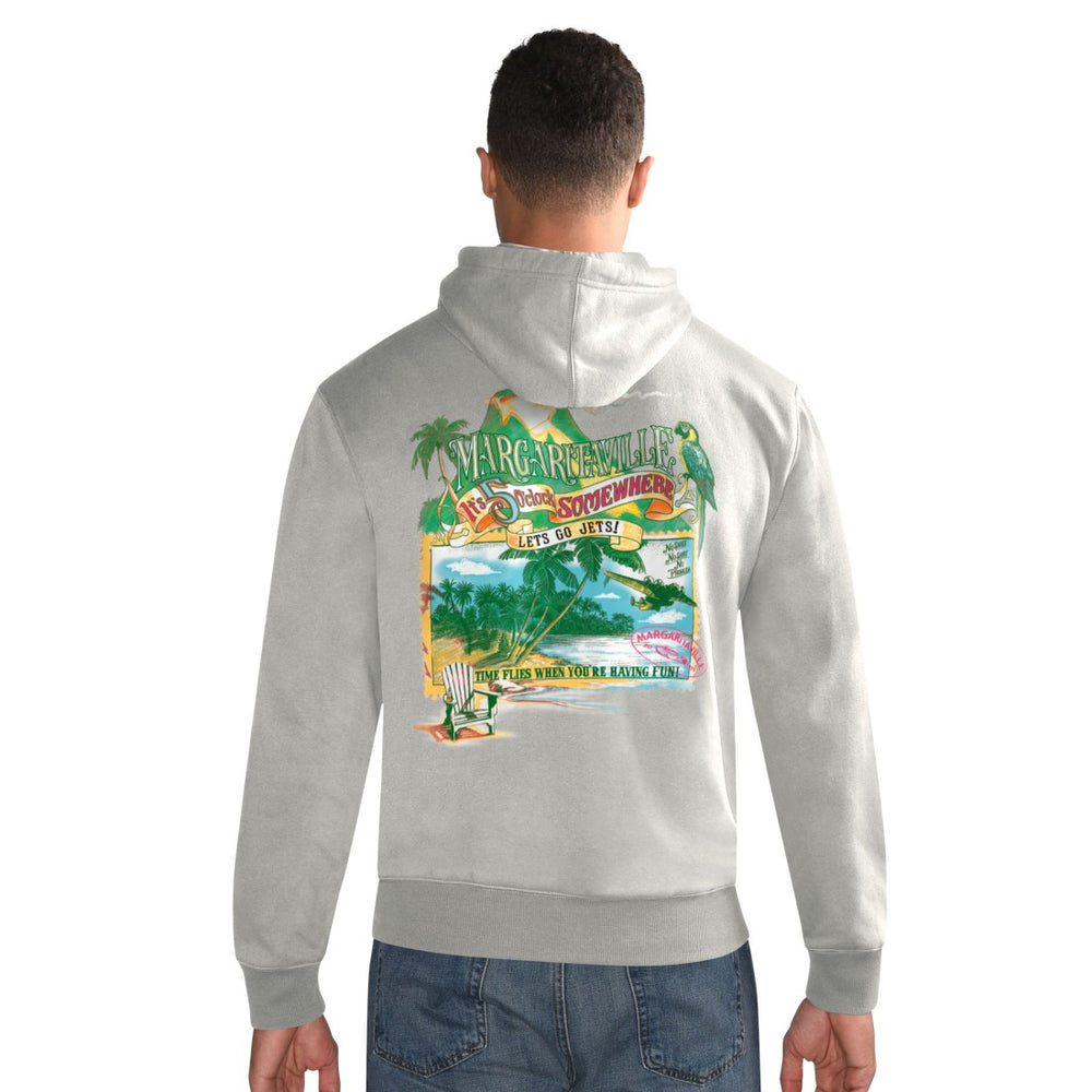 New York Jets Margaritaville Time Flies Garment Dyed Pullover Hoodie - Gray for sale