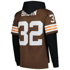 Jim Brown Cleveland Browns Player Name & Number Hoodie Legacy Jersey - Brown on sale