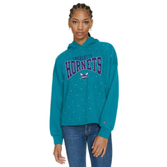 Charlotte Hornets Tommy Jeans Women's Stella Cropped Pullover Hoodie - Teal outlet