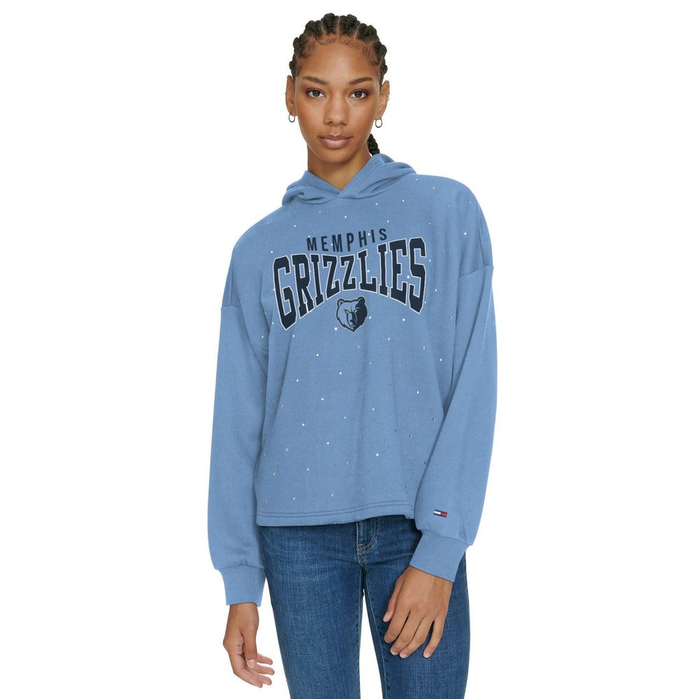 Memphis Grizzlies Tommy Jeans Women's Stella Cropped Pullover Hoodie - Light Blue sale