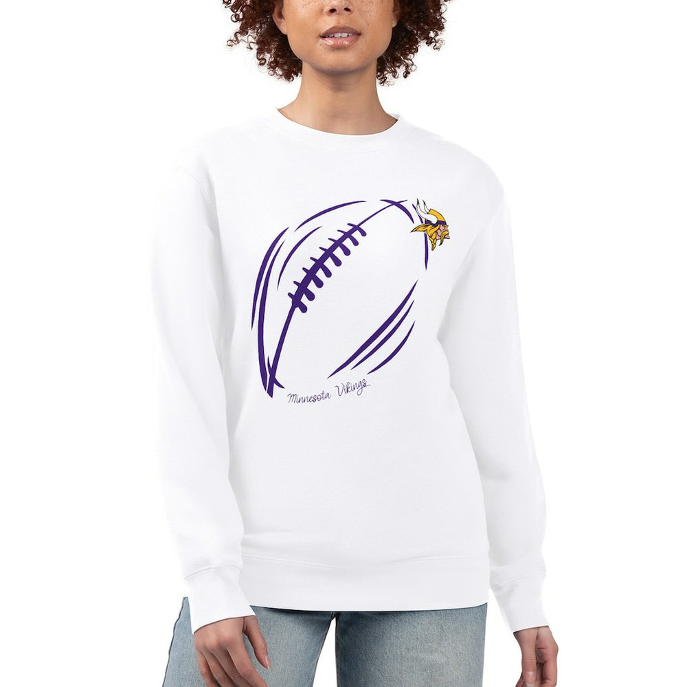Minnesota Vikings G-III 4Her by Carl Banks Women's Football Logo Graphic Fleece Tri-Blend Pullover Sweatshirt - White discount