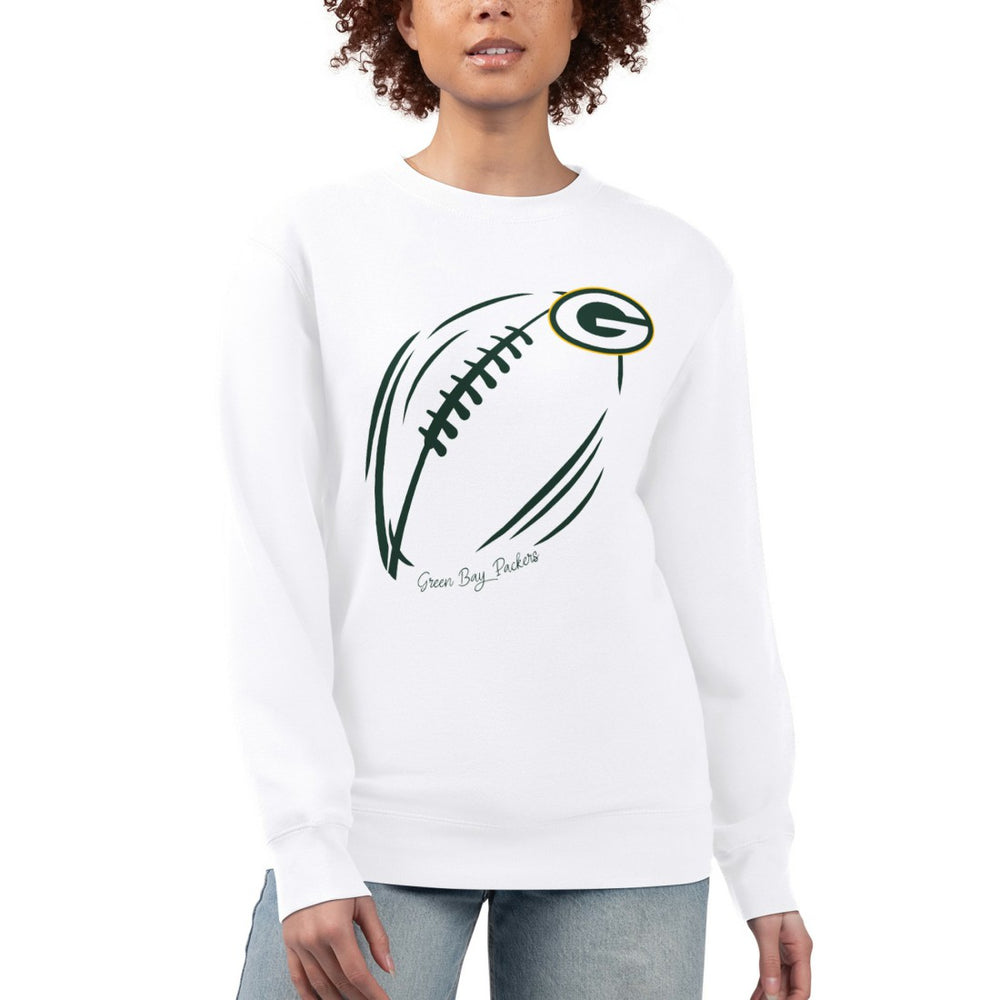 Green Bay Packers G-III 4Her by Carl Banks Women's Football Logo Graphic Fleece Tri-Blend Pullover Sweatshirt - White sale