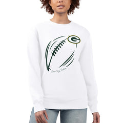 Green Bay Packers G-III 4Her by Carl Banks Women's Football Logo Graphic Fleece Tri-Blend Pullover Sweatshirt - White sale