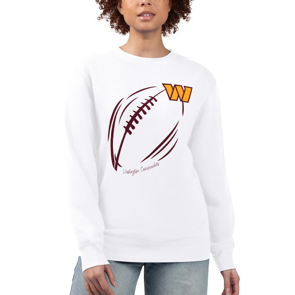 Washington Commanders G-III 4Her by Carl Banks Women's Football Logo Graphic Fleece Tri-Blend Pullover Sweatshirt - White outlet