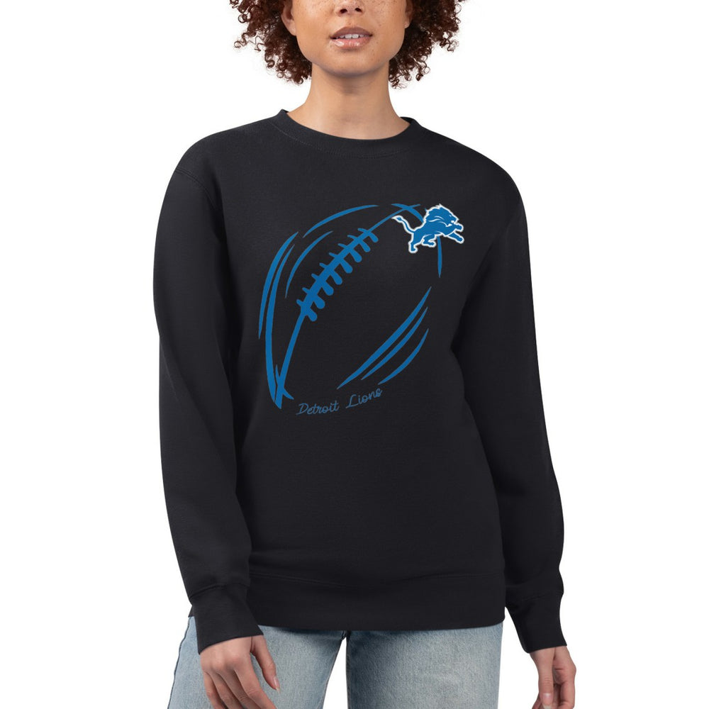 Detroit Lions G-III 4Her by Carl Banks Women's Football Logo Graphic Fleece Tri-Blend Pullover Sweatshirt - Black discount