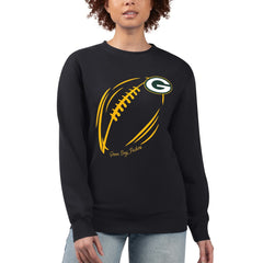 Green Bay Packers G-III 4Her by Carl Banks Women's Football Logo Graphic Fleece Tri-Blend Pullover Sweatshirt - Black discount