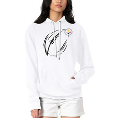 Pittsburgh Steelers G-III 4Her by Carl Banks Women's Football Logo Fleece Tri-Blend Pullover Hoodie - White outlet