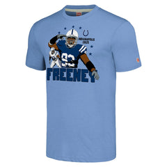 Dwight Freeney Indianapolis Colts Homage Unisex Caricature Retired Player Tri-Blend T-Shirt - Light Blue discount