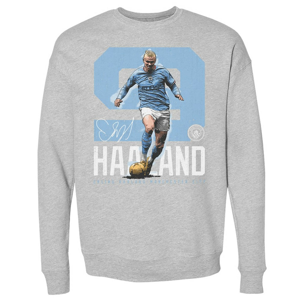 Manchester City 500 Level Bold Number Pullover Crewneck Sweatshirt Discount - Heather Gray