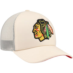 Chicago Blackhawks Mitchell & Ness Foam Front Trucker Adjustable Hat - Cream Hats