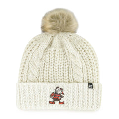 Cleveland Browns '47 Women's Meeko Cuffed Knit Hat with Pom - Cream discount
