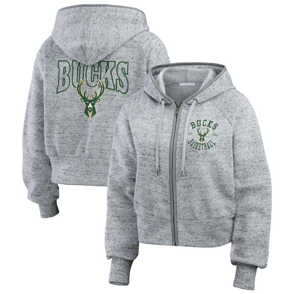 Milwaukee Bucks WEAR by Erin Andrews Women's Speckled Radiator Full-Zip Hoodie - Heather Gray online