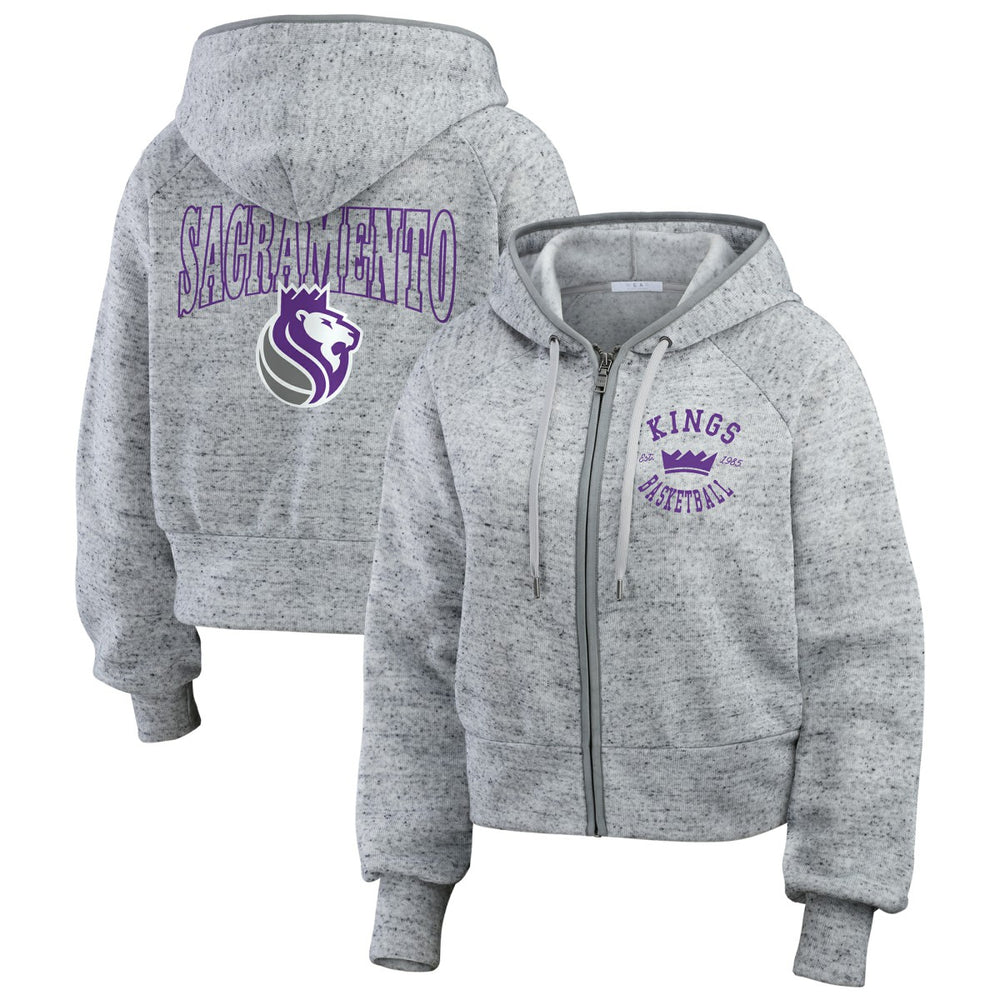 Sacramento Kings WEAR by Erin Andrews Women's Speckled Radiator Full-Zip Hoodie - Heather Gray for sale