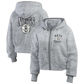 Brooklyn Nets WEAR by Erin Andrews Women's Speckled Radiator Full-Zip Hoodie - Heather Gray shop