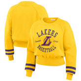 Los Angeles Lakers WEAR by Erin Andrews Women's Vintage Raglan Cropped Pullover Sweatshirt - Gold cheap