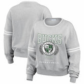 Milwaukee Bucks WEAR by Erin Andrews Women's French Terry Pullover Sweatshirt - Heather Gray online