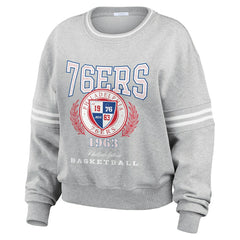 Philadelphia 76ers WEAR by Erin Andrews Women's French Terry Pullover Sweatshirt - Heather Gray on sale