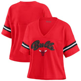 Chicago Bulls WEAR by Erin Andrews Women's Color Block Boxy V-Neck T-Shirt sale - Red online
