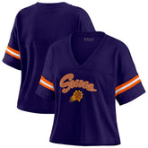 Phoenix Suns WEAR by Erin Andrews Women's Plus Size Color Block Boxy V-Neck T-Shirt - Purple shop