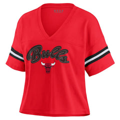 Chicago Bulls WEAR by Erin Andrews Women's Plus Size Color Block Boxy V-Neck T-Shirt sale - Red cheap