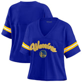 Golden State Warriors WEAR by Erin Andrews Women's Plus Size Color Block Boxy V-Neck T-Shirt sale - Royal online