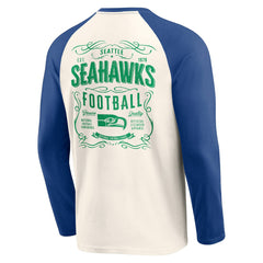 Seattle Seahawks Darius Rucker Collection Raglan Henley Long Sleeve T-Shirt - Cream/Royal cheap