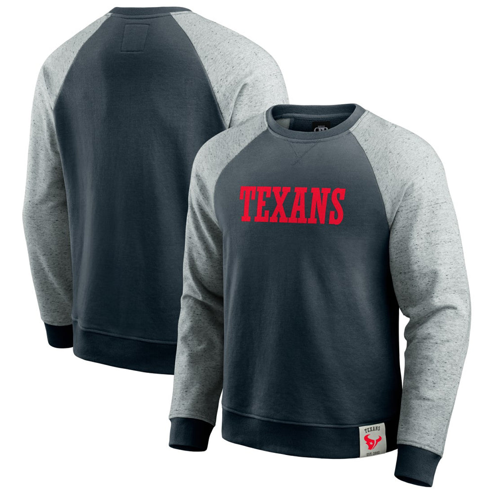 Houston Texans Darius Rucker Collection Colorblock Pullover Sweatshirt - Navy/Heather Gray outlet