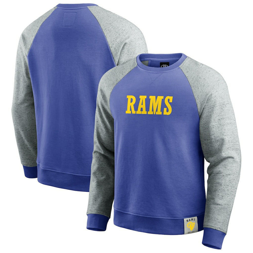Los Angeles Rams Darius Rucker Collection Colorblock Pullover Sweatshirt - Royal/Heather Gray cheap
